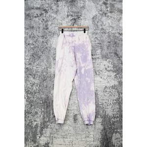 Zara White & Purple Pink Tie Dye Jogger Sweatpants Size S Small